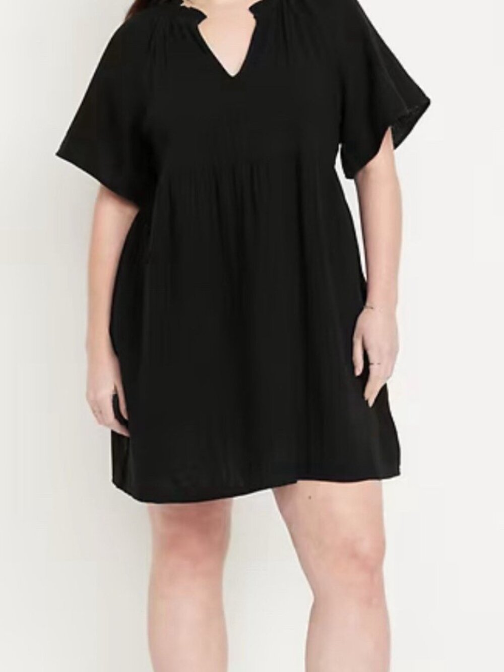 Old Navy Sz Xl Black Pockets Flutter Sleeve Crinkle Gauze Mini Swing Dress - Picture 1 of 12